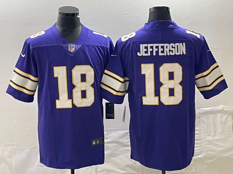 Men's Minnesota Vikings #18 Justin Jefferson Purple Vapor Untouchable Limited Stitched Jersey